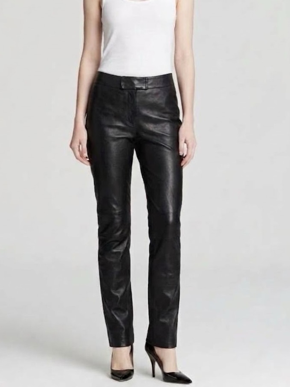 Vintage Rem Garson 100% Genuine Leather High Waist Straight Leg Pants Black 10